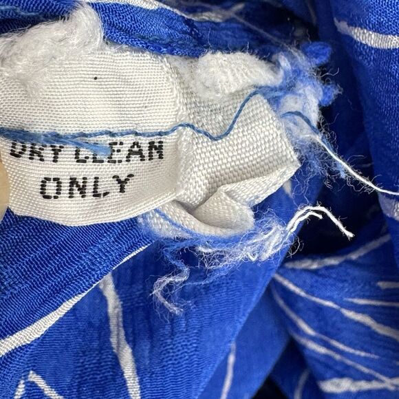 Vintage Adele Simpson Women Silk Midi Dress Medium Royal Blue Long Sleeve Ruffle - Picture 11 of 14